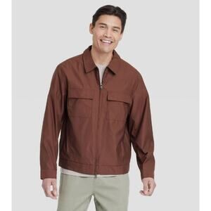 Goodfellow & Co NWT Men's Size XXL Brown Zip-Up Collared Utility Shacket Jacket